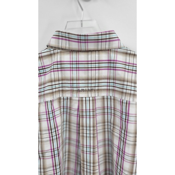 Ariat Pro Series Mens Plaid Shirt Sz Large NEW Short Sleeve Moisture Wicking SPF - Picture 6 of 10